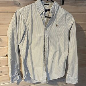 Ralph Lauren womens Blue Striped Button Down Shirt